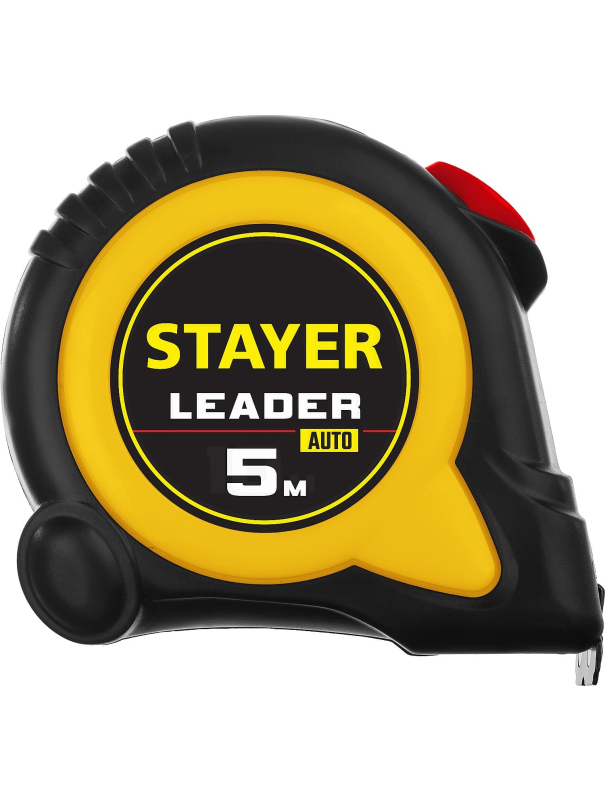 Рулетка измерительная STAYER Leader 3402-05-19, с автостопом / 5 м х 19 мм.