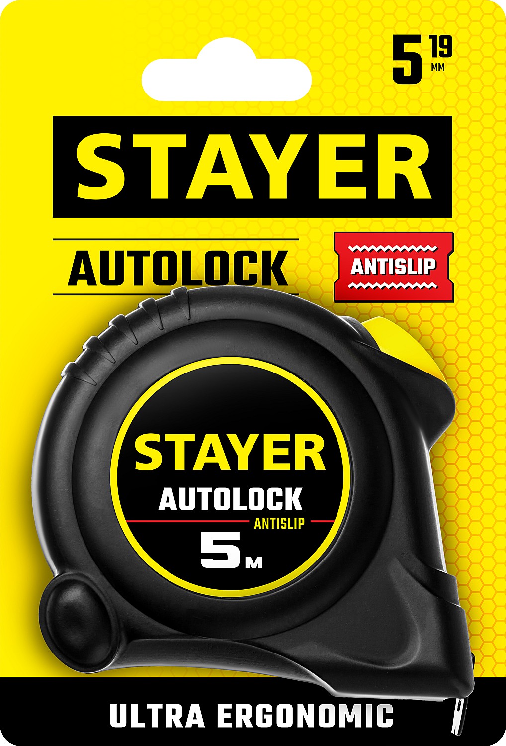 Рулетка с автостопом STAYER AutoLock 2-34126-05-19 / 5 м х 19 мм.