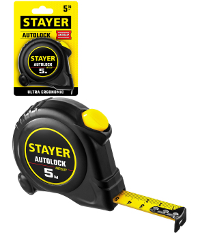 Рулетка с автостопом STAYER AutoLock 2-34126-05-19 / 5 м х 19 мм.