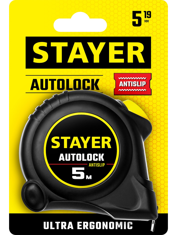 Рулетка с автостопом STAYER AutoLock 2-34126-05-19 / 5 м х 19 мм.