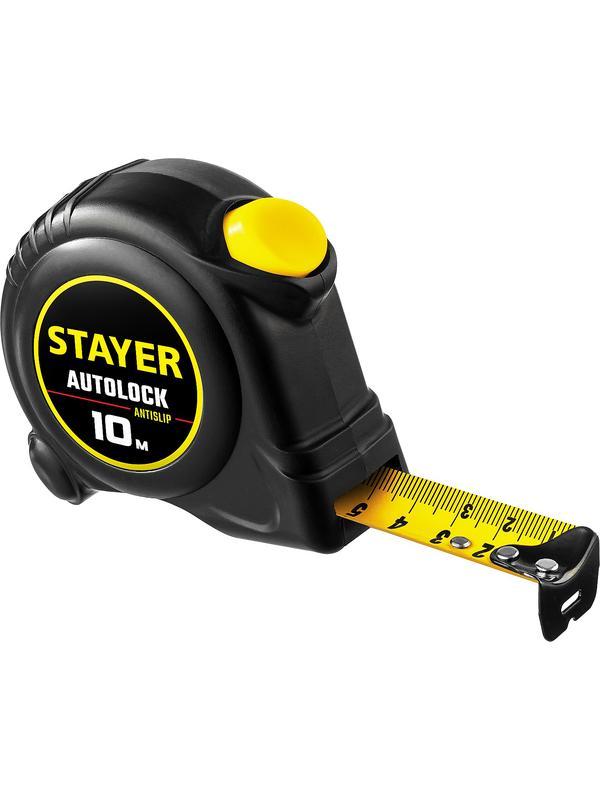 STAYER AutoLock, 10 м х 25 мм, рулетка с автостопом (2-34126-10-25)