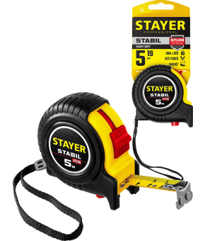 STAYER Stabil, 5 м х 19 мм, рулетка с двухсторонней шкалой, Professional (34131-05)