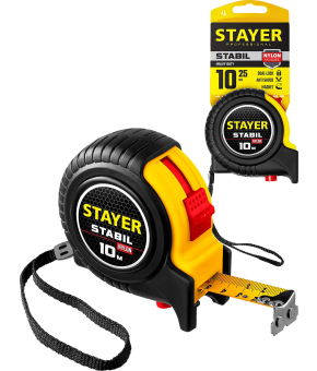 Рулетка с двухсторонней шкалой STAYER 34131-10 / 10 м. х 25 мм.