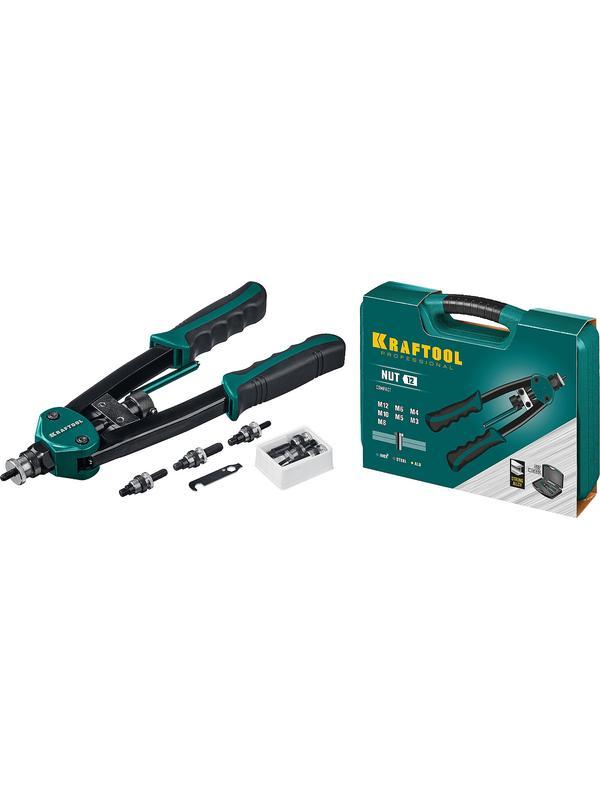 KRAFTOOL NUT-12, М3 - М12, резьбовой двуручный заклепочник в кейсе (31183)