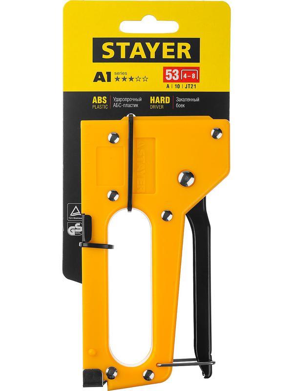 STAYER A-53, тип 53 (A/10/JT21) 23GA (4 - 8 мм), пластиковый степлер (3140)