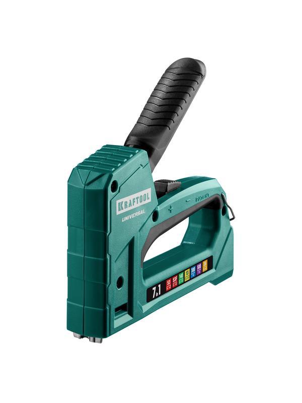KRAFTOOL Universal, 7-в-1: 53 (A/10/JT21) 23GA (6 - 14 мм)/140 (G/11/57) 20GA (8 - 14 мм)/13/53F/36/500, универсальный легкий степлер (31524)
