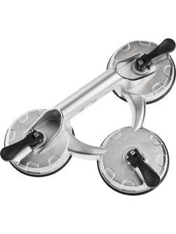 ЗУБР 140 кг, тройной алюминиевый подъемник на присоске, Профессионал (33723-3)