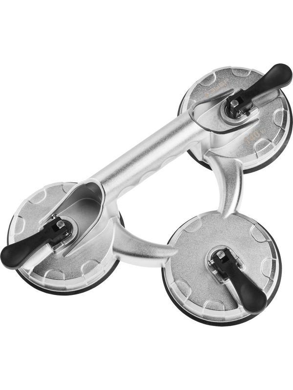 ЗУБР 140 кг, тройной алюминиевый подъемник на присоске, Профессионал (33723-3)