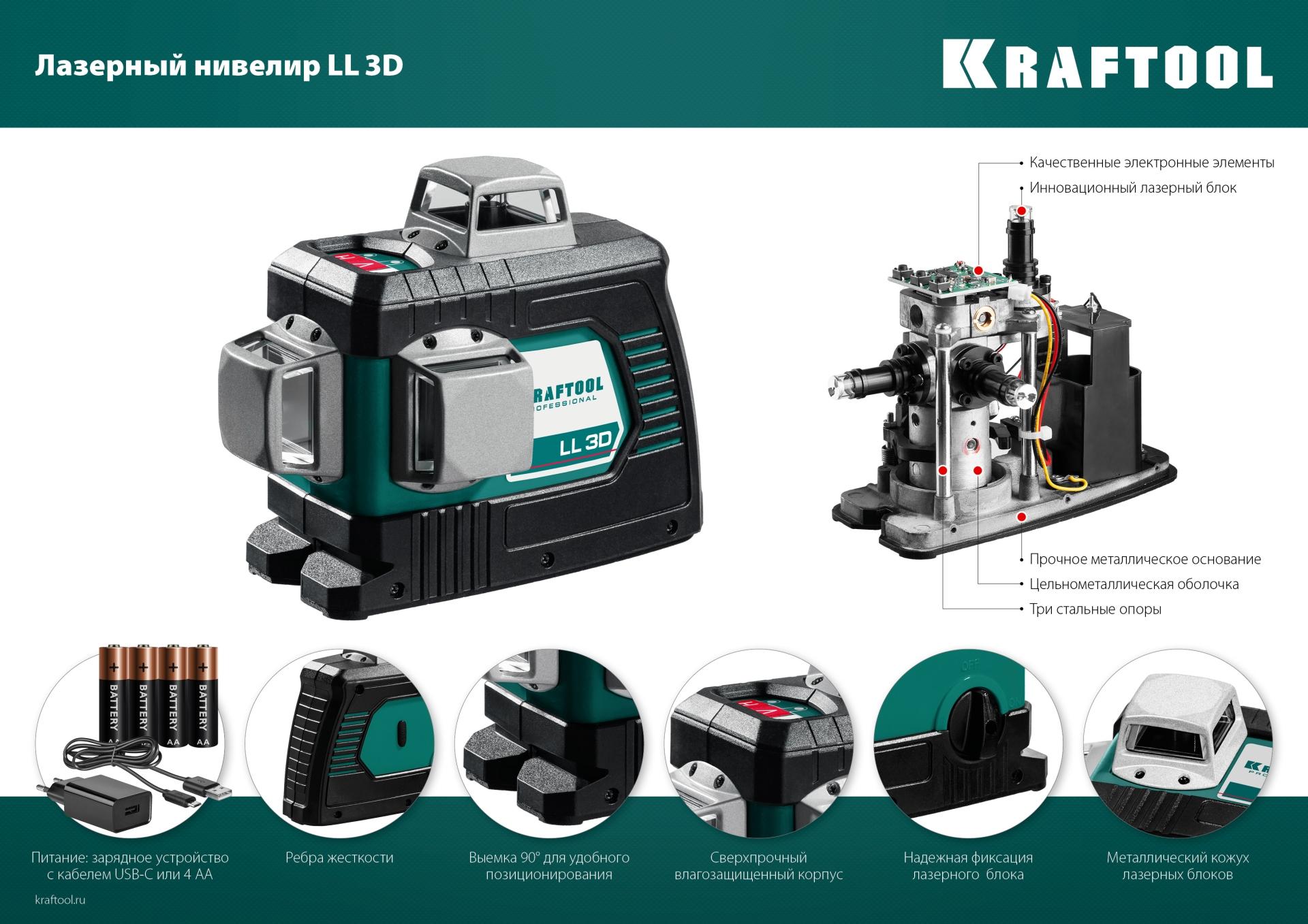 KRAFTOOL LL 3D, лазерный нивелир (34640)