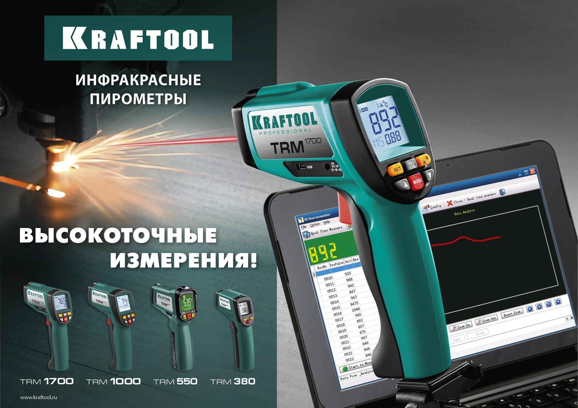 KRAFTOOL TRM-1000, -30° +950°С, пирометр инфракрасный (45703-950)