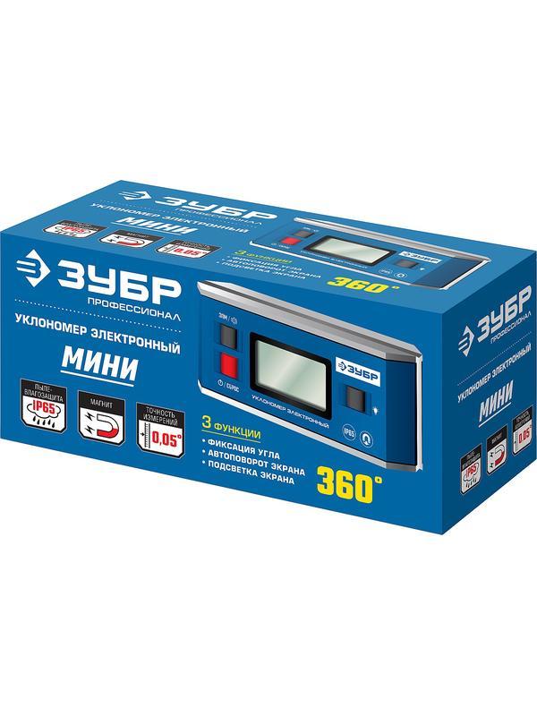 ЗУБР МИНИ, 0 - 90°, ±0.05°, электронный уровень-уклономер, Профессионал (34745)