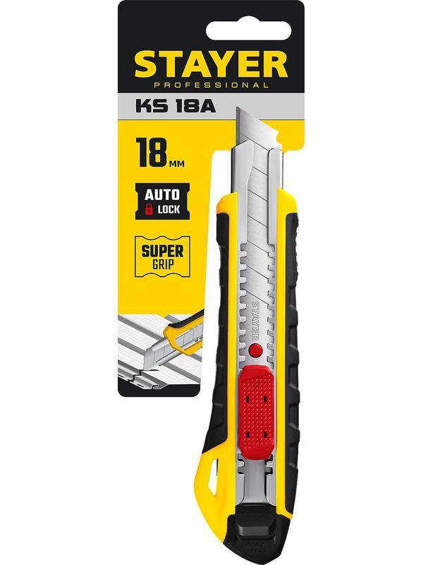 STAYER KS-18A, 18 мм, нож с автостопом, Professional (0916)