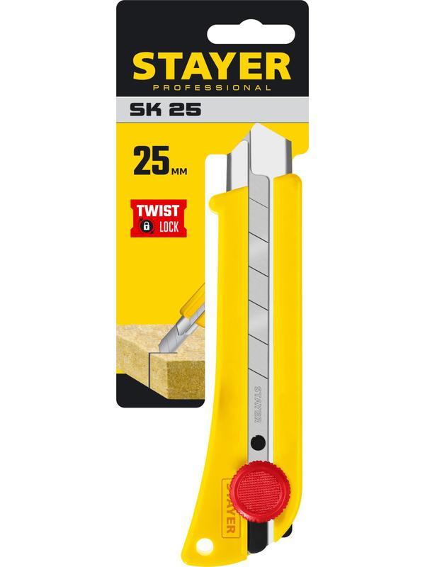 STAYER SK-25, 25 мм, нож с винтовым фиксатором, Professional (09173)