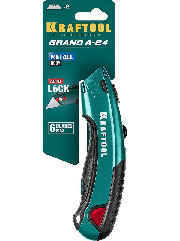 KRAFTOOL с автостопом, 2 лезвия, универсальный нож (09241)
