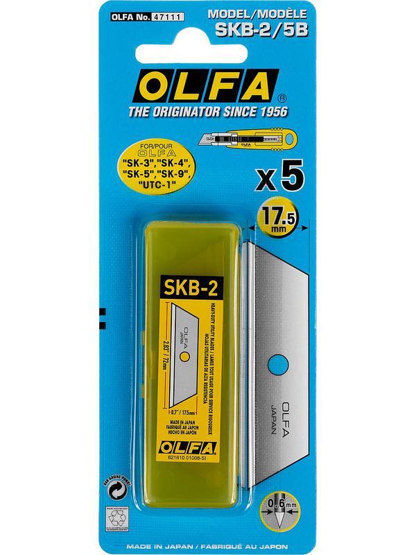 OLFA SK-4, 5 шт, 17.5 мм, из нержавеющей стали, трапециевидное лезвие (OL-SKB-2/5B)