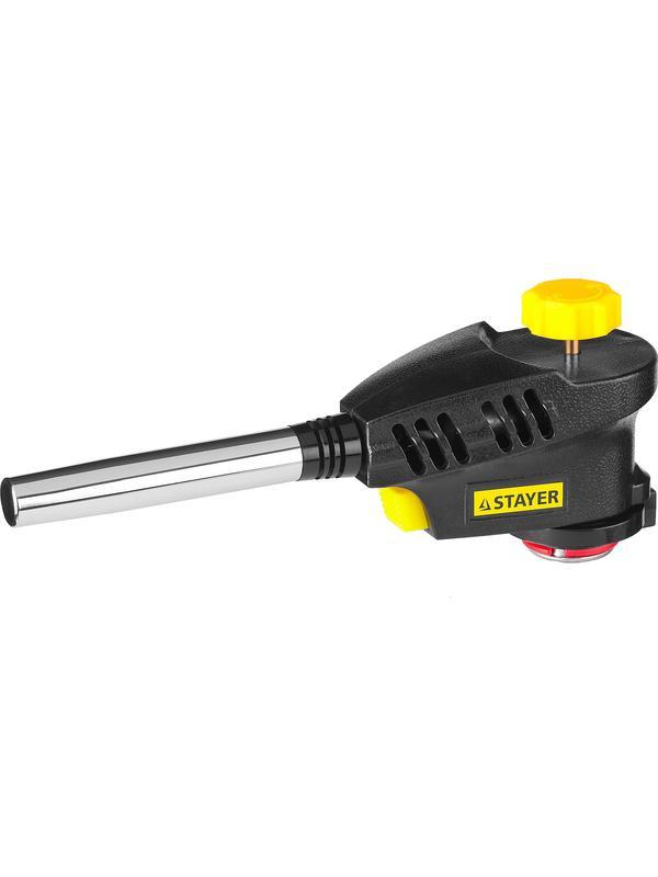 STAYER ProTerm Turbo, PG 300, 1300°C, турбо нагрев + 30%, газовая горелка с пьезоподжигом на баллон с цанговым соединением(55582)