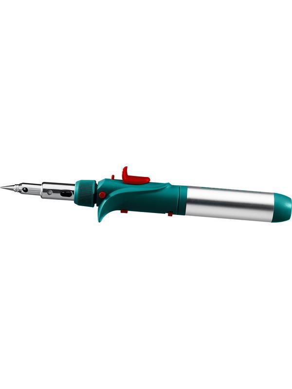 KRAFTOOL SolderGas, 120 K, 30 - 120 Вт, 1300°С, горелка, фен, пьезоподжиг, набор 10 в 1, газовый паяльник (55503-H10)