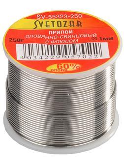 СВЕТОЗАР ПОС 61, 1 мм, 250 г, трубка с флюсом, катушка, припой (SV-55323-250)