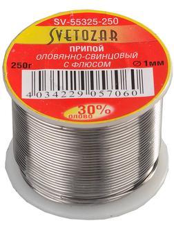 СВЕТОЗАР ПОС 30, 1 мм, 250 г, трубка с флюсом, катушка, припой (SV-55325-250)