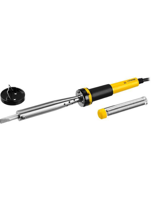 STAYER PROTerm, 100 Вт, клин, в наборе: припой + подставка, 2 К рукоятка, электропаяльник, Professional (55300-100)