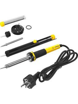 STAYER PROTerm, 60Вт, 2к рукоятка, конус, подставка+припой+сменн жало+оловоотсос+сменн насадка, набор для паяльных работ, Professional (55313-60-H6)