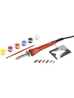 ЗУБР 30 Вт, прибор для выжигания с набором насадок и красками (55425)