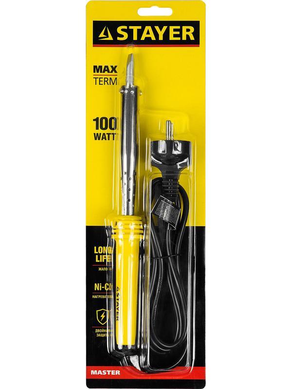 STAYER MAXTerm, 100 Вт, клин, электропаяльник с пластиковой рукояткой (55305-100)