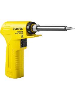 STAYER PROTerm, 30 Вт + 130 Вт, 2 в 1, конус, керамический нагреватель, электропаяльник с пистолетной рукояткой, Professional (55308-130)