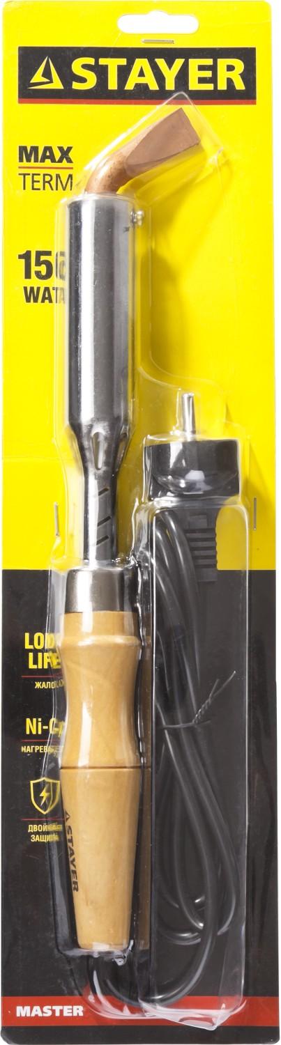 STAYER MAXTerm, 150 Вт, клин, электропаяльник для с деревянной рукояткой (55311-150)