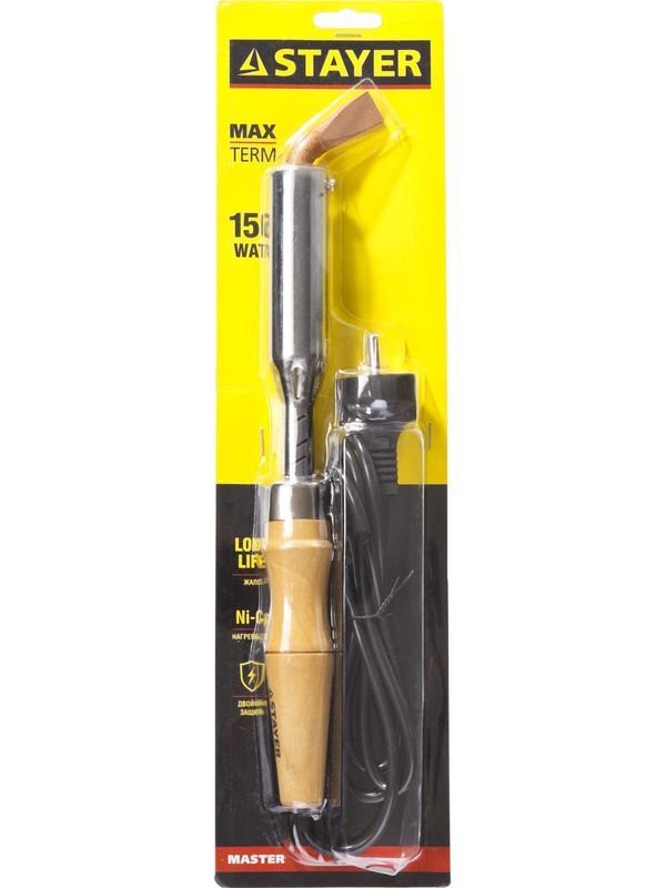 STAYER MAXTerm, 150 Вт, клин, электропаяльник для с деревянной рукояткой (55311-150)