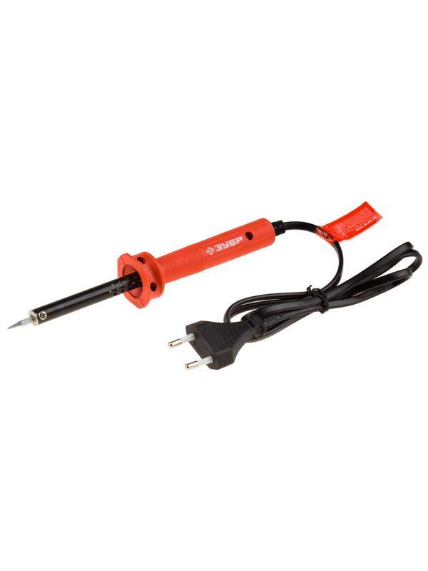 ЗУБР 40 Вт, конус, электропаяльник с пластиковой рукояткой (55400-40)