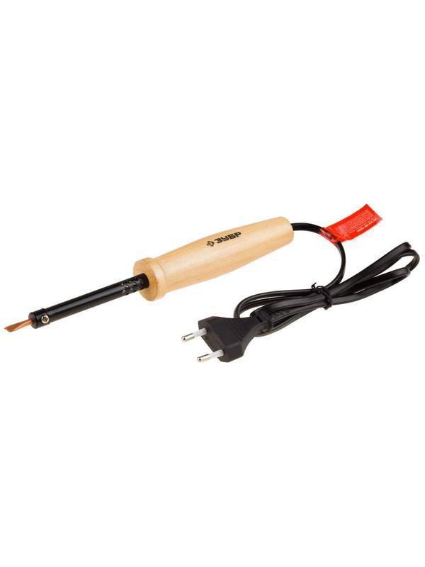 ЗУБР 25 Вт, клин, электропаяльник с деревянной рукояткой (55405-25)