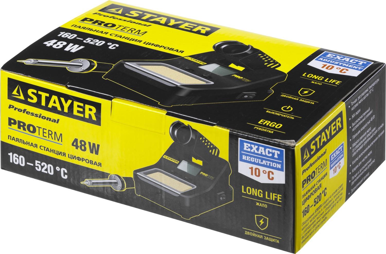 STAYER SP-50, 48 Вт, 160 - 520°C, цифровая паяльная станция, Professional (55370)