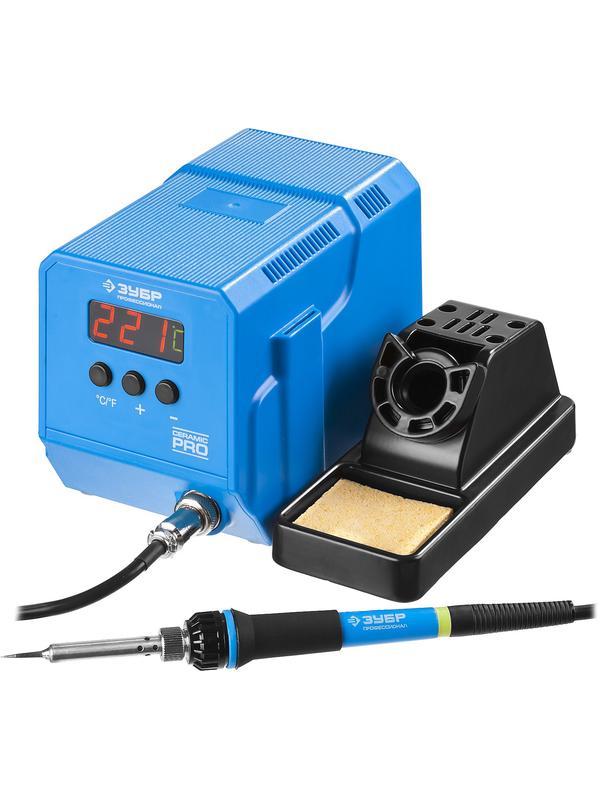 ЗУБР ПСН-60, 60 Вт, 50 - 480°C, керамический нагреватель, низкотемпературная паяльная станция цифровая, Профессионал (55336)