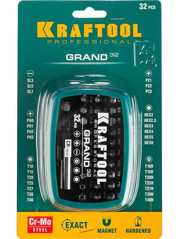 KRAFTOOL Grand-32, с магнитным адаптером 32 шт, набор бит (26083-H32)