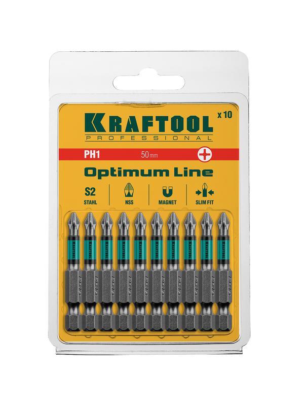 KRAFTOOL Optimum, PH1, 50 мм, 10 шт, биты (26122-1-50-10)