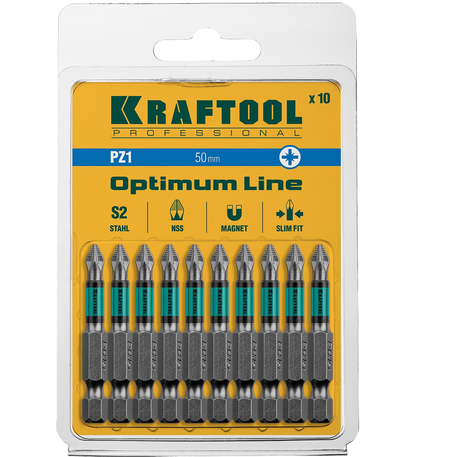 KRAFTOOL Optimum PZ1, 50 мм, 10 шт, биты (26124-1-50-10)