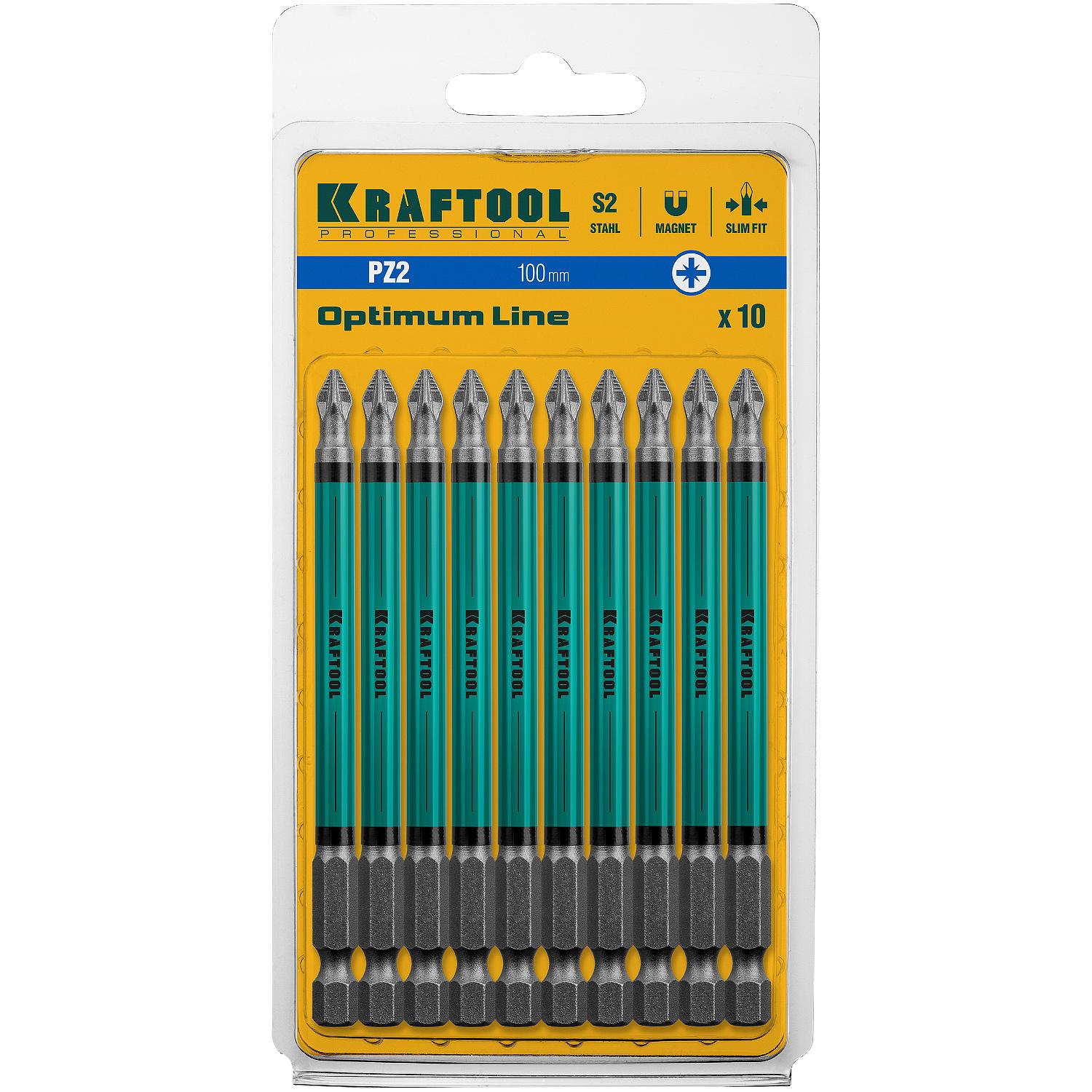 KRAFTOOL Optimum PZ2, 100 мм, 10 шт, биты (26124-2-100-10)