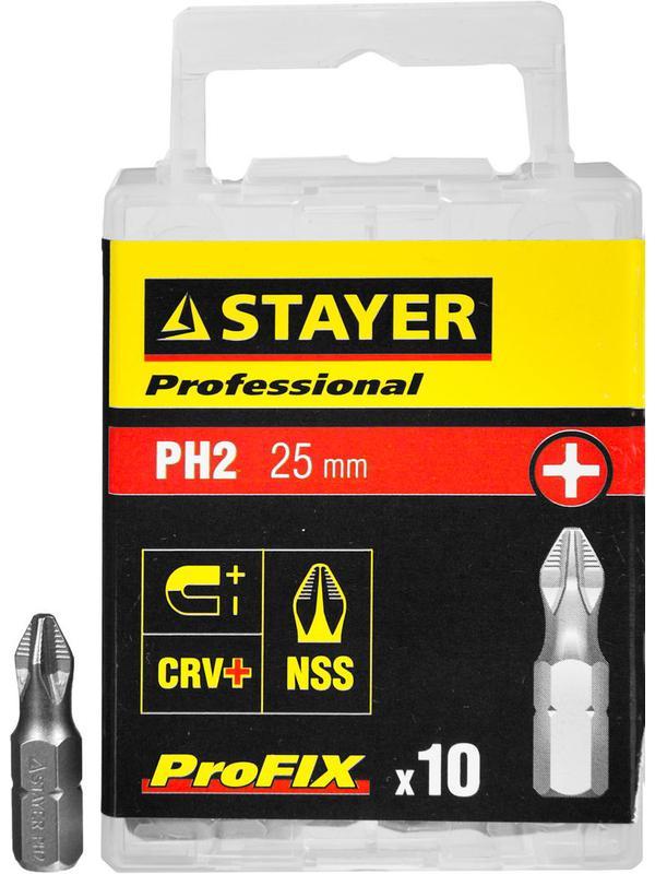 STAYER ProFix PH2 25 мм, 10 шт, набор бит, Professional (26201-2-25-10)