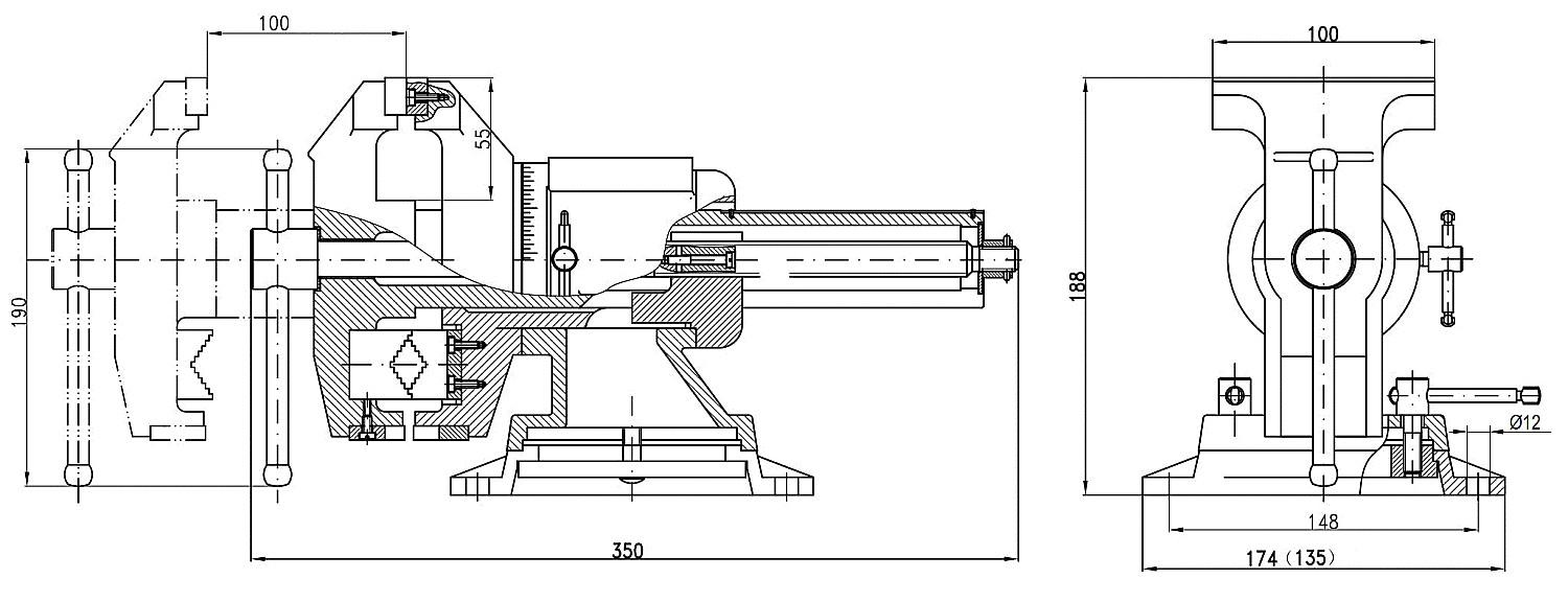 ЗУБР ЭКСПЕРТ-3D, 100 мм, многофункциональные слесарные тиски (32712-100)