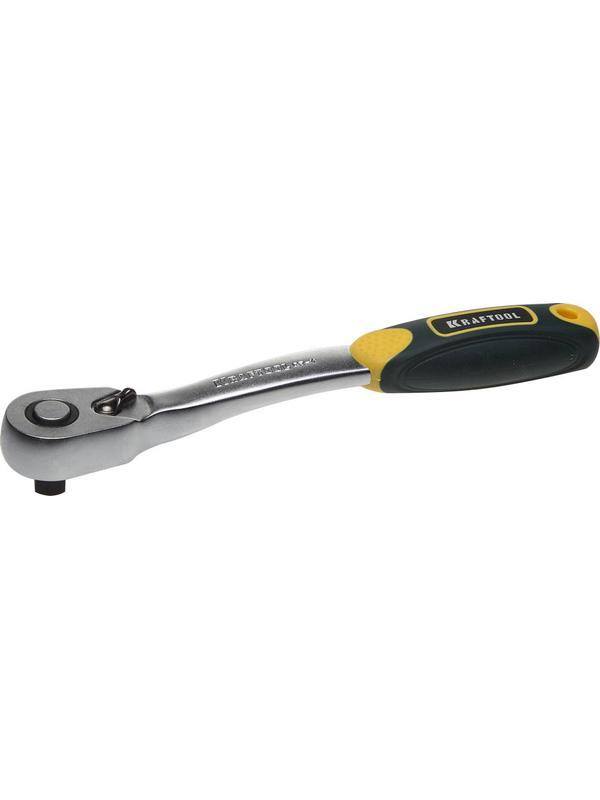 KRAFTOOL 3/8″, 72 зубца, изогнутая трещотка для торцовых головок, Pro (27795-3/8)