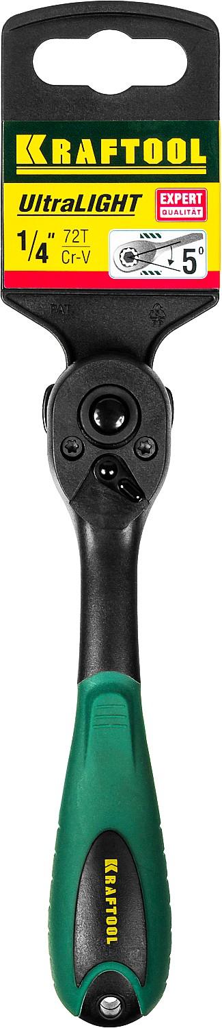 KRAFTOOL 1/4″, 72 зубца, пластиковое покрытие, трещотка для торцовых головок (27796-1/4)