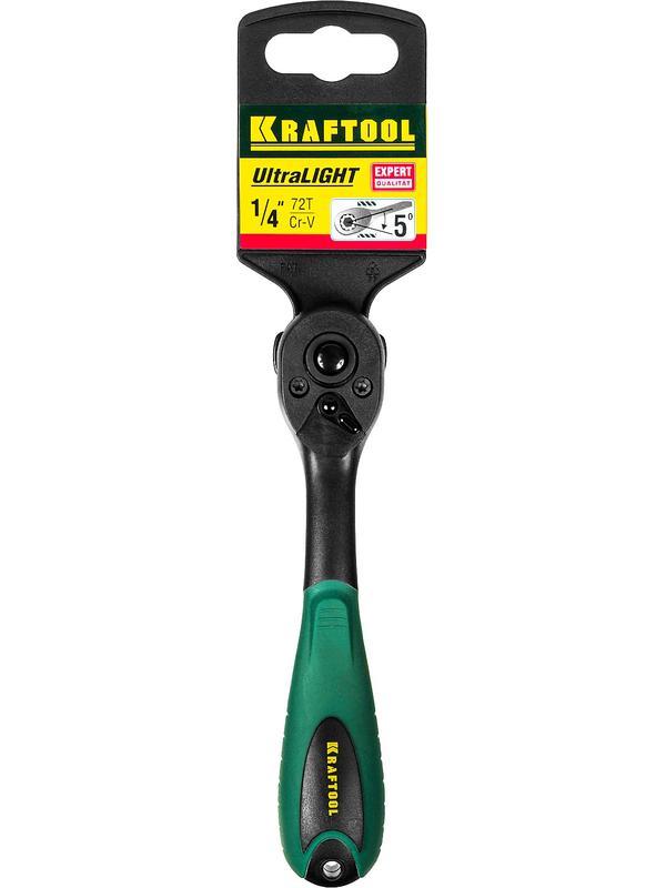 KRAFTOOL 1/4″, 72 зубца, пластиковое покрытие, трещотка для торцовых головок (27796-1/4)