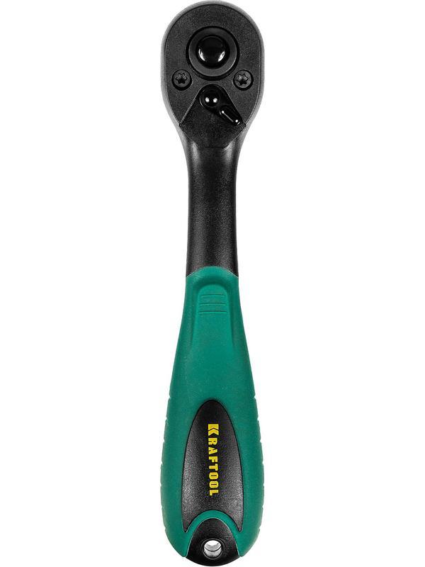 KRAFTOOL 1/4″, 72 зубца, пластиковое покрытие, трещотка для торцовых головок (27796-1/4)