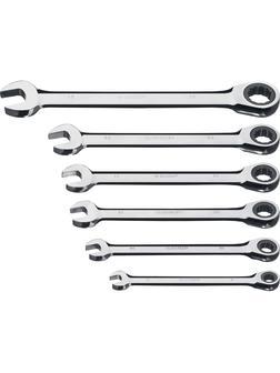 ЗУБР 6 шт, 8 - 17 мм, набор комбинированных трещоточных гаечных ключей, Профессионал (27074-H6)