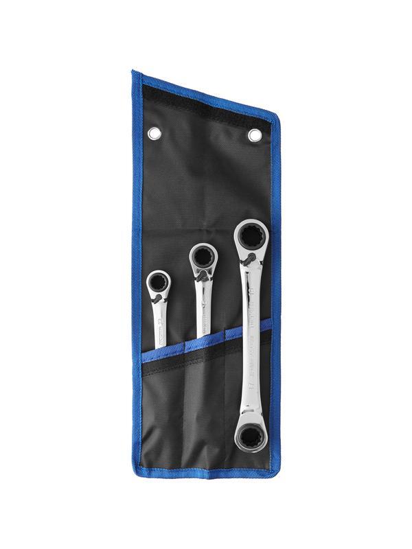 ЗУБР 3 шт, набор накидных трещоточных гаечных ключей, Профессионал (27105-H3)