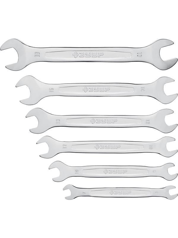 ЗУБР 6 шт, 6 - 19 мм, набор рожковых гаечных ключей, Профессионал (27011-H6)