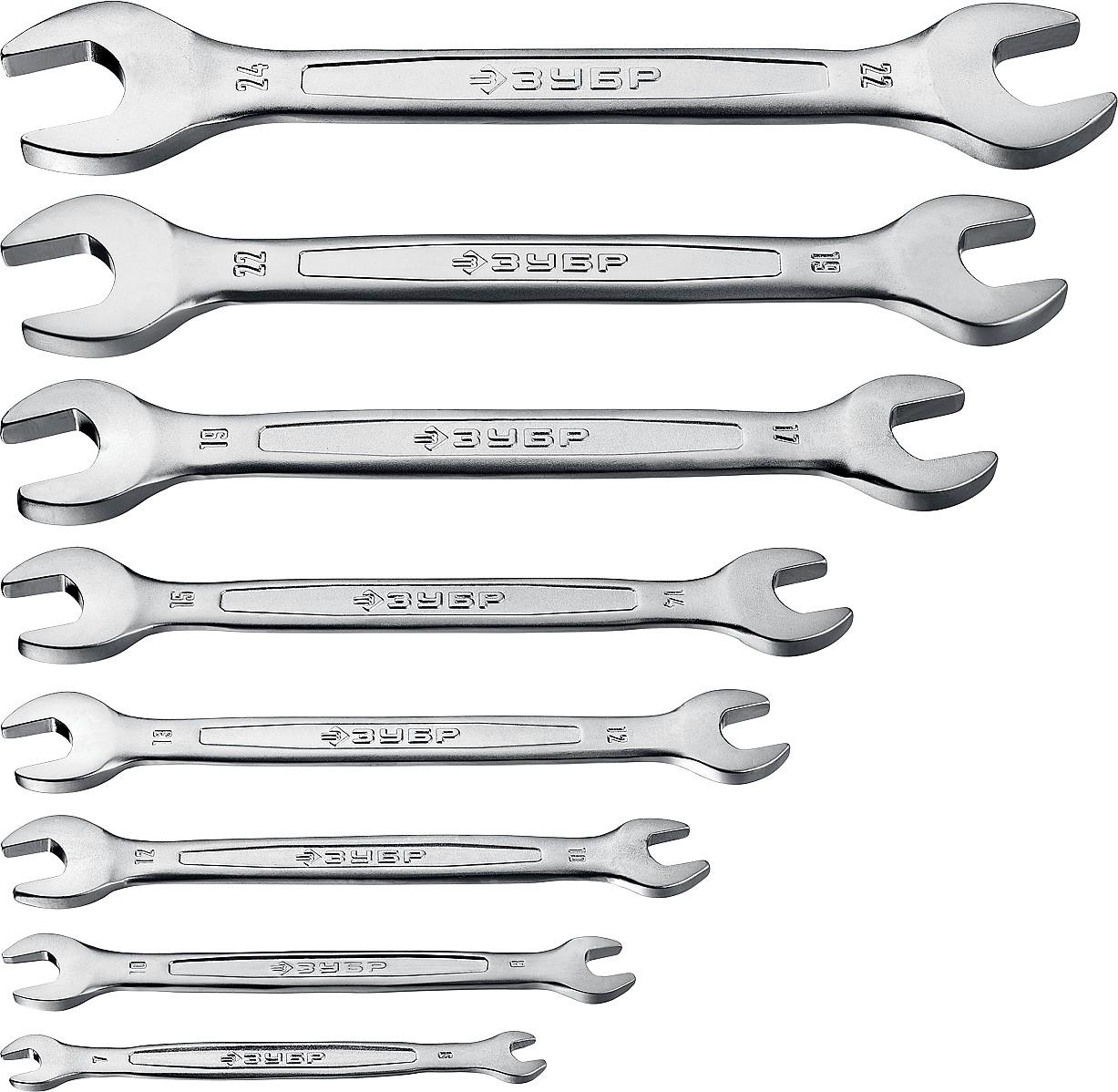 ЗУБР 8 шт, 6 - 24 мм, набор рожковых гаечных ключей, Профессионал (27011-H8)