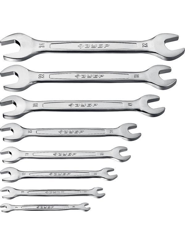 ЗУБР 8 шт, 6 - 24 мм, набор рожковых гаечных ключей, Профессионал (27011-H8)