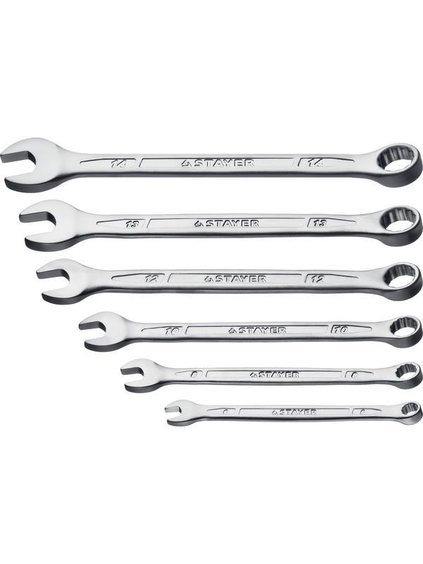 STAYER HERCULES, 6 шт, 6 - 14 мм, набор комбинированных гаечных ключей, Professional (27085-H6)